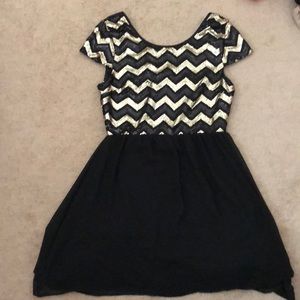 Black and gold chevron dress.